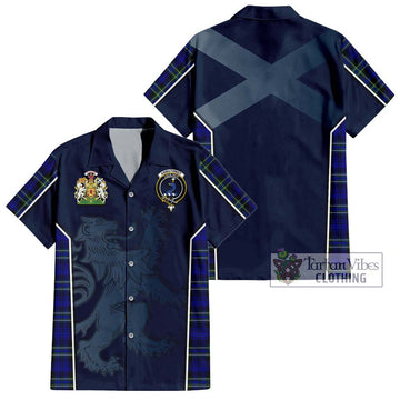 Arbuthnot Modern Tartan Short Sleeve Button Shirt with Family Crest and Lion Rampant Vibes Sport Style