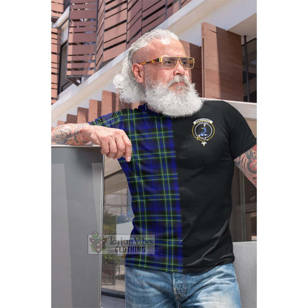 Tartan Vibes Clothing Arbuthnot Modern Tartan Cotton T-shirt with Family Crest and Half Of Me Style