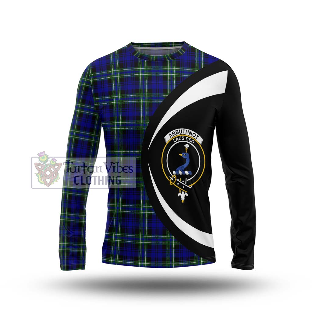 Arbuthnot Modern Tartan Long Sleeve T-Shirt with Family Crest Circle Style Unisex - Tartan Vibes Clothing