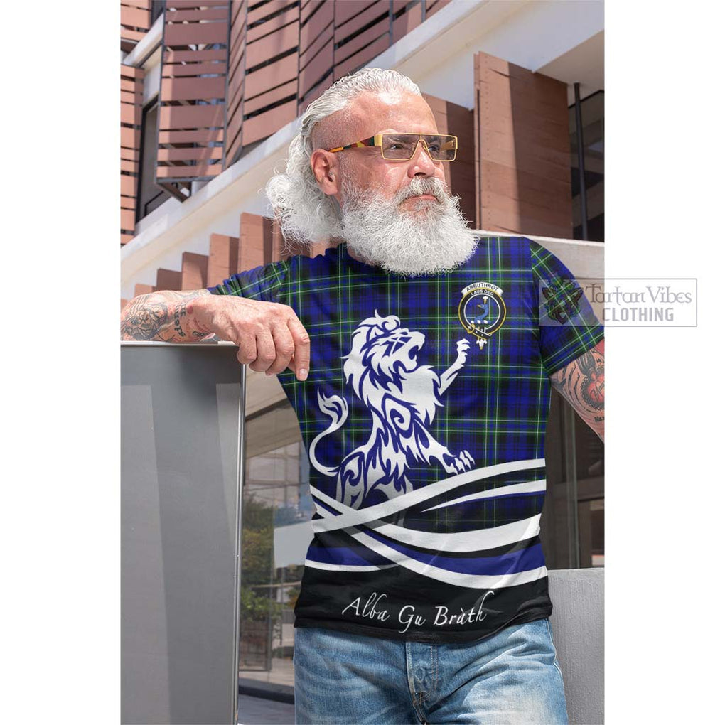 Tartan Vibes Clothing Arbuthnot Modern Tartan Cotton T-shirt with Alba Gu Brath Regal Lion Emblem