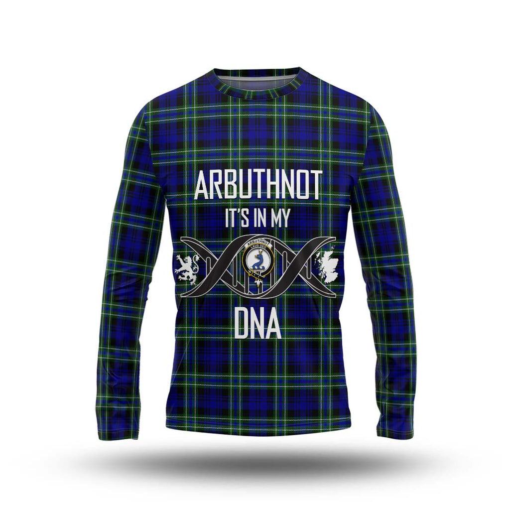 Arbuthnot Modern Tartan Long Sleeve T-Shirt with Family Crest DNA In Me Style Unisex - Tartanvibesclothing Shop