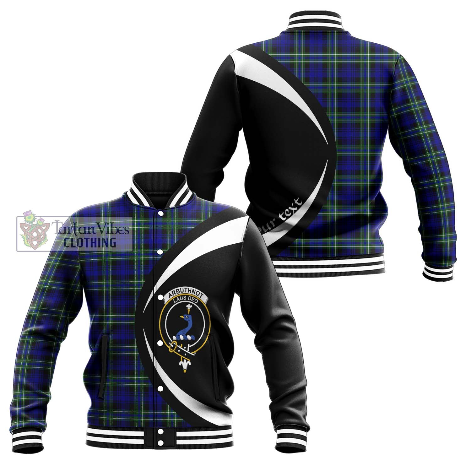 Arbuthnot Modern Tartan Baseball Jacket with Family Crest Circle Style Unisex - Tartan Vibes Clothing