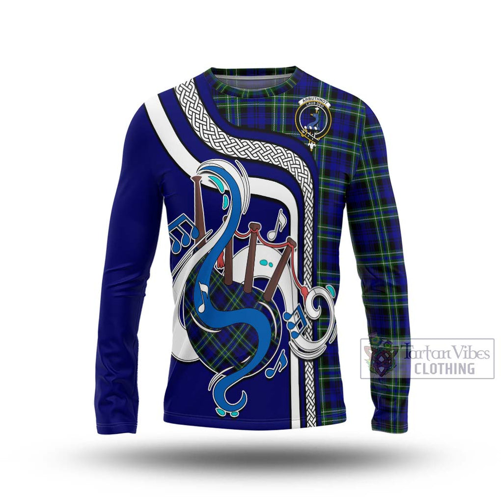 Tartan Vibes Clothing Arbuthnot Modern Tartan Long Sleeve T-Shirt with Epic Bagpipe Style