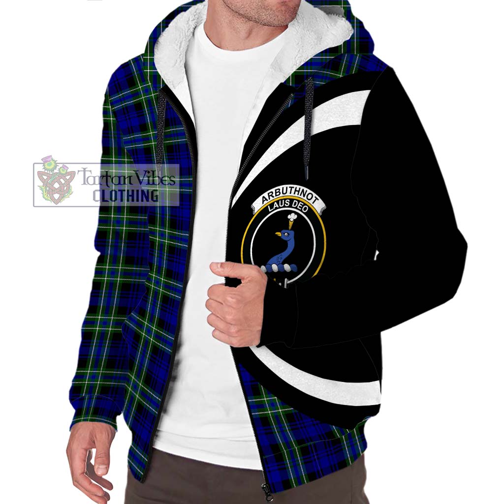 Arbuthnot Modern Tartan Sherpa Hoodie with Family Crest Circle Style Unisex S - Tartan Vibes Clothing