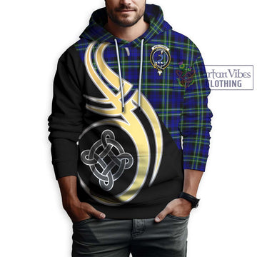 Arbuthnot Modern Tartan Hoodie with Family Crest and Celtic Symbol Style