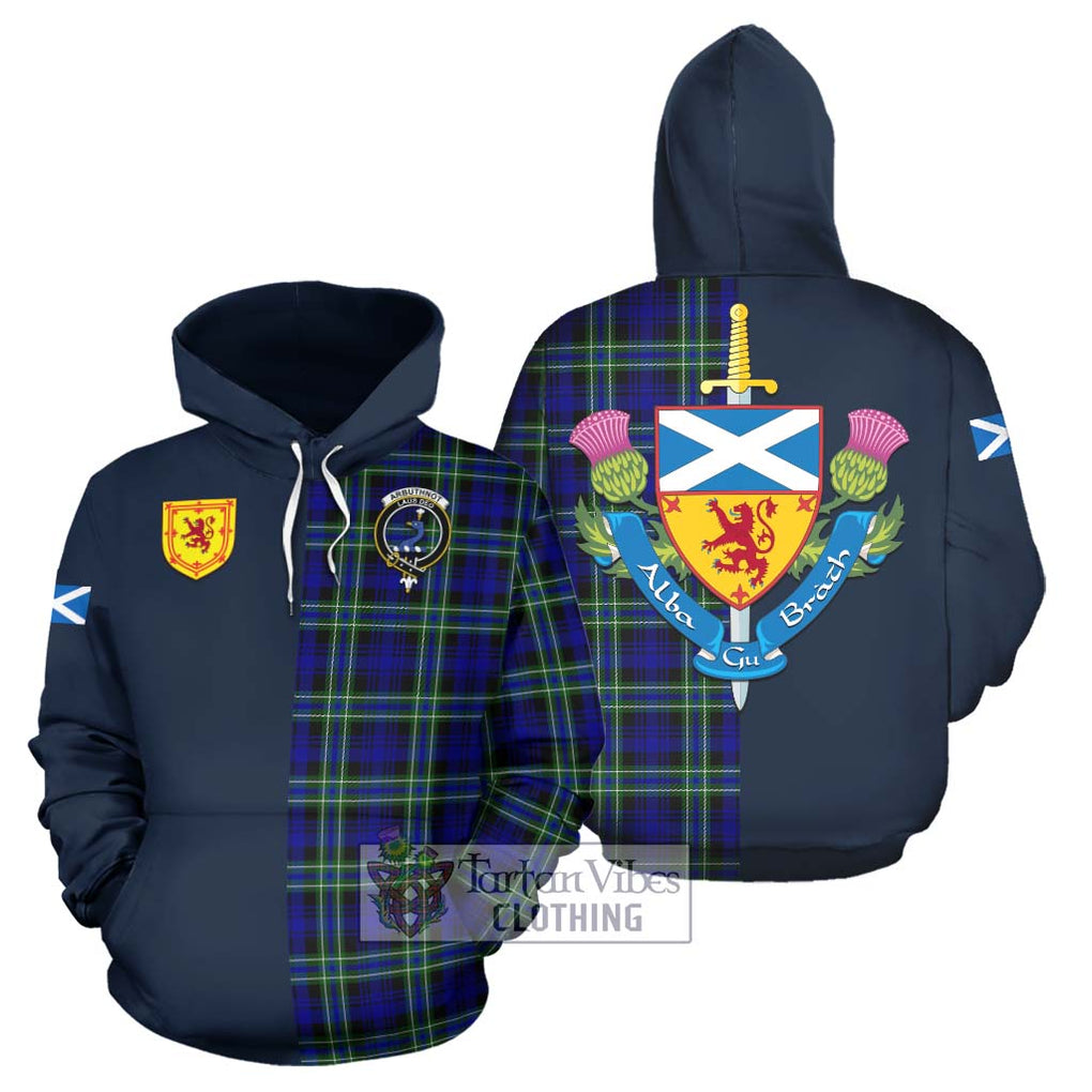 Tartan Vibes Clothing Arbuthnot Modern Tartan Hoodie with Scottish Lion Royal Arm Half Style