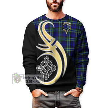 Arbuthnot Modern Tartan Sweatshirt with Family Crest and Celtic Symbol Style