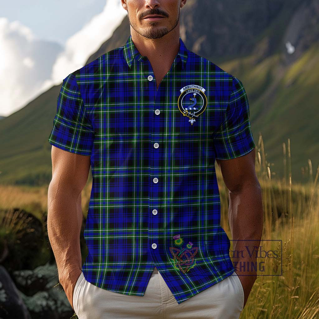 Arbuthnot Modern Tartan Cotton Hawaiian Shirt with Family Crest Adult - Tartan Vibes Clothing