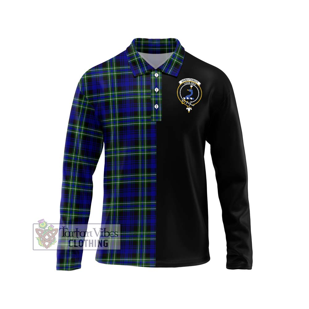 Arbuthnot Modern Tartan Long Sleeve Polo Shirt with Family Crest and Half Of Me Style Unisex - Tartanvibesclothing Shop