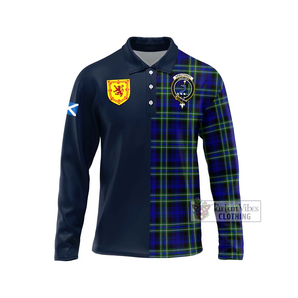 Tartan Vibes Clothing Arbuthnot Modern Tartan Long Sleeve Polo Shirt with Scottish Lion Royal Arm Half Style