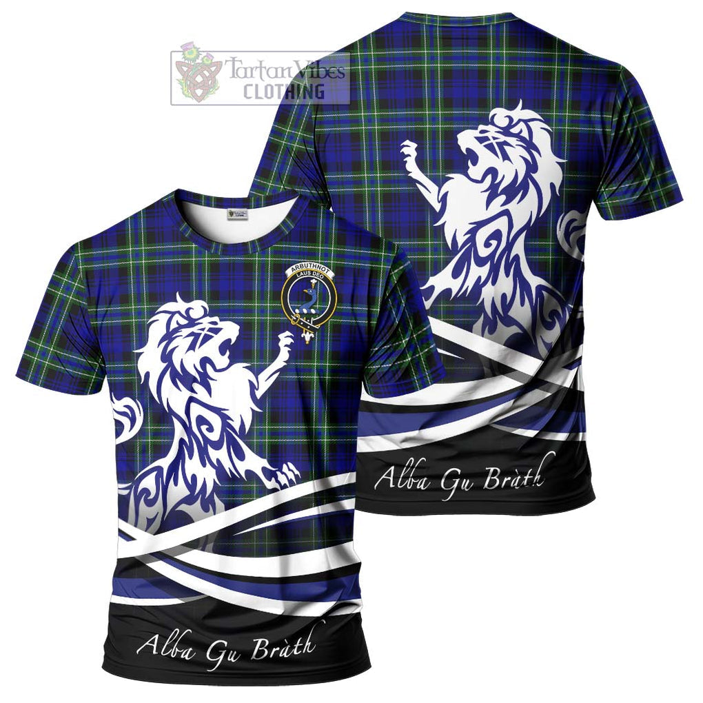 Tartan Vibes Clothing Arbuthnot Modern Tartan Cotton T-shirt with Alba Gu Brath Regal Lion Emblem