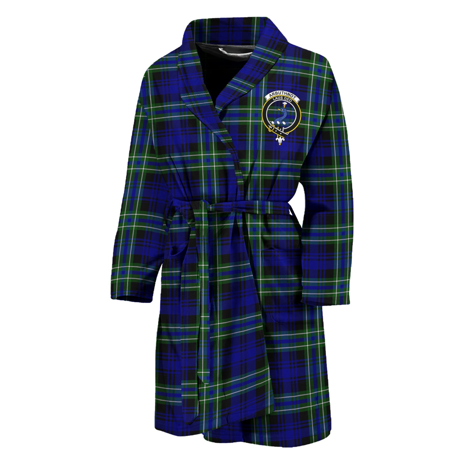 Arbuthnot Modern Tartan Bathrobe with Family Crest Unisex M - Tartan Vibes Clothing