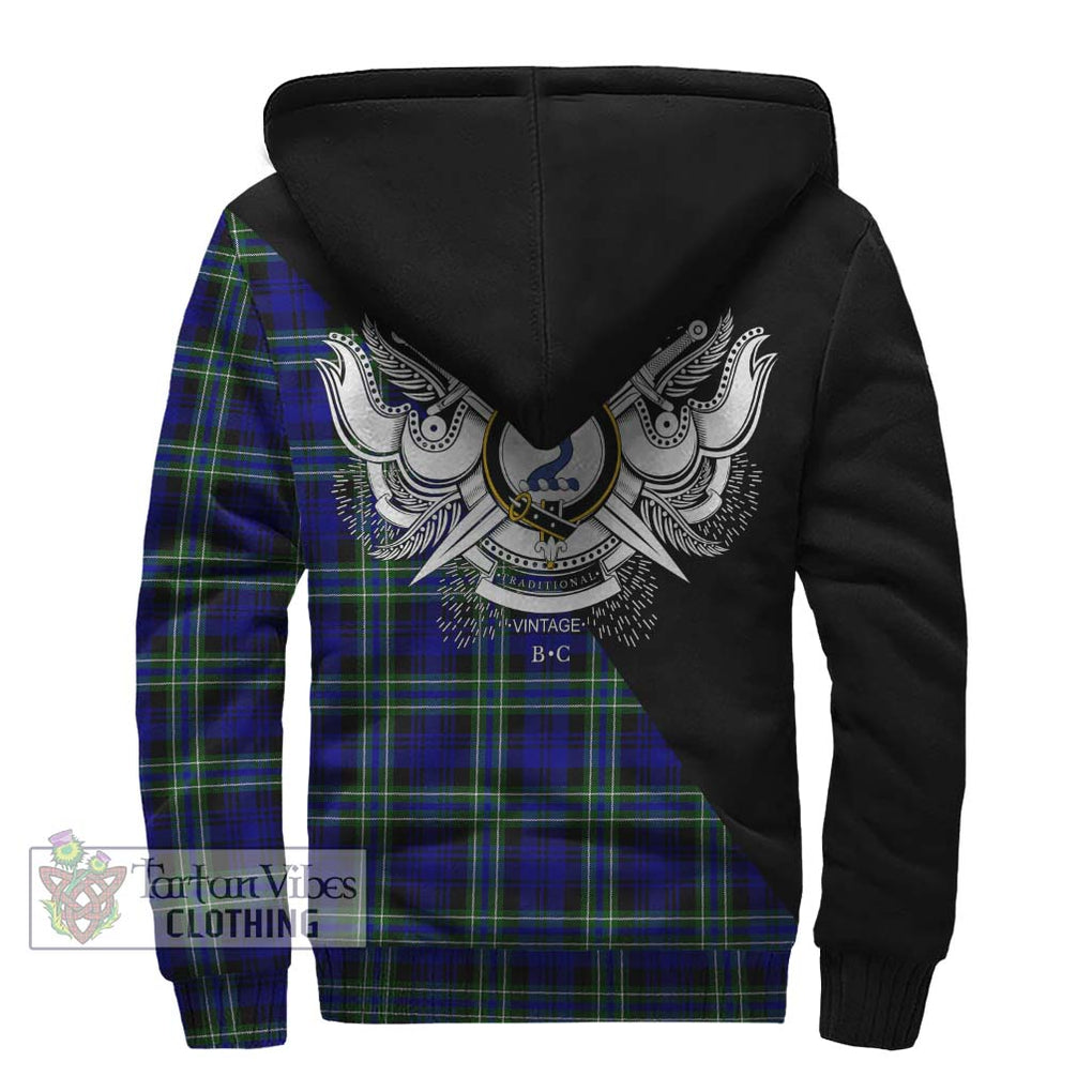 Arbuthnot Modern Tartan Sherpa Hoodie with Family Crest and Military Logo Style - Tartanvibesclothing Shop