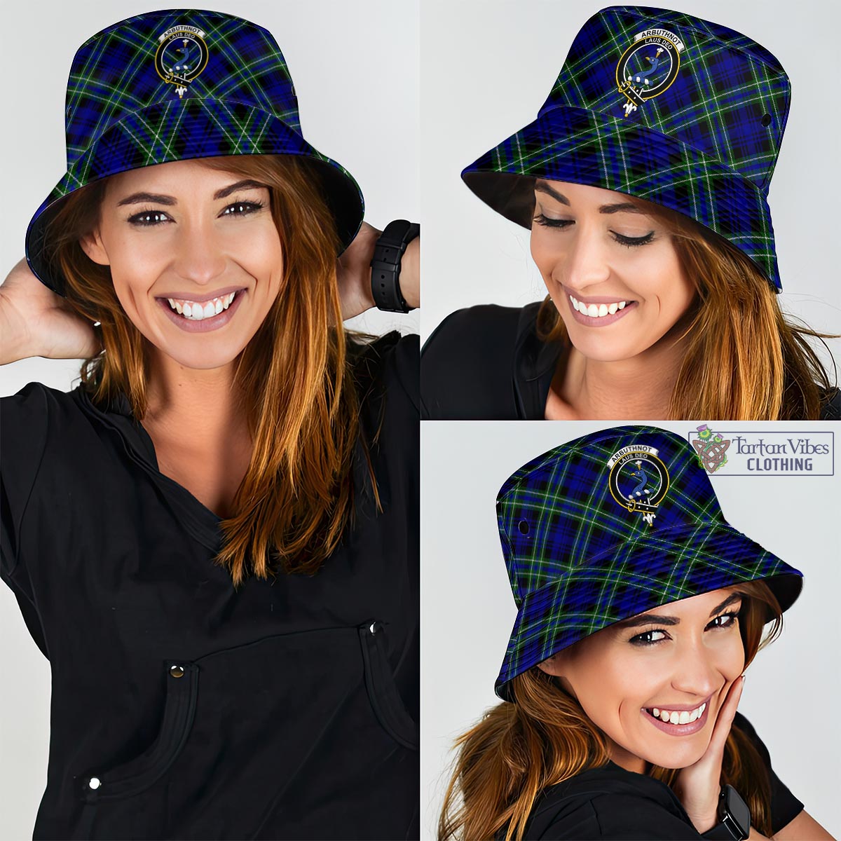 Tartan Vibes Clothing Arbuthnot Modern Tartan Bucket Hat with Family Crest