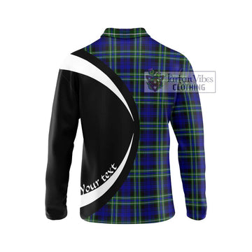 Arbuthnot Modern Tartan Long Sleeve Polo Shirt with Family Crest Circle Style