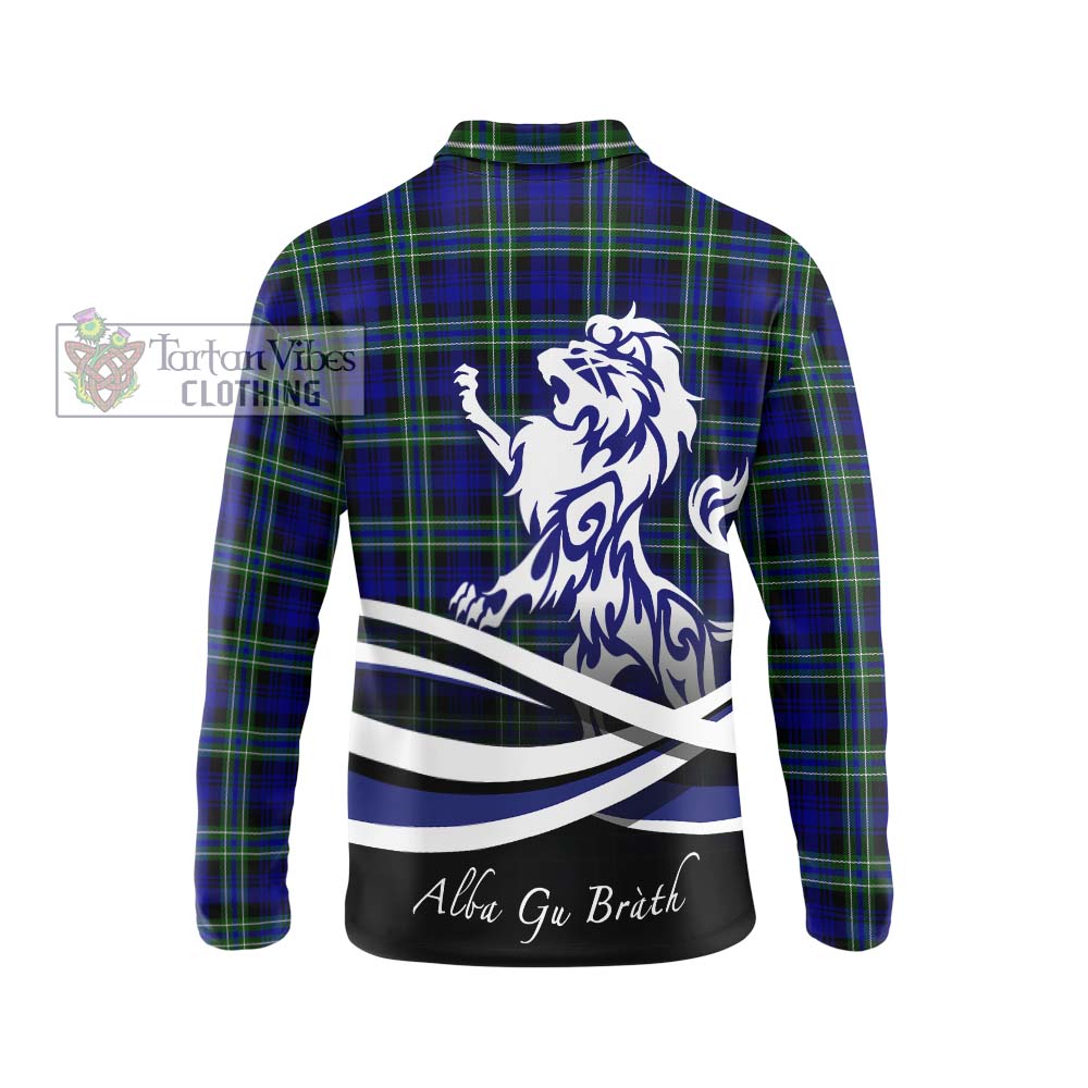 Arbuthnot Modern Tartan Long Sleeve Polo Shirt with Alba Gu Brath Regal Lion Emblem - Tartanvibesclothing Shop