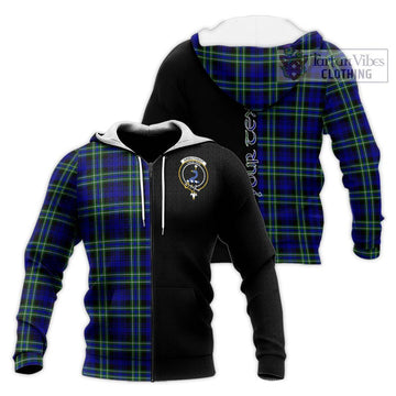 Arbuthnot Modern Tartan Knitted Hoodie with Family Crest and Half Of Me Style