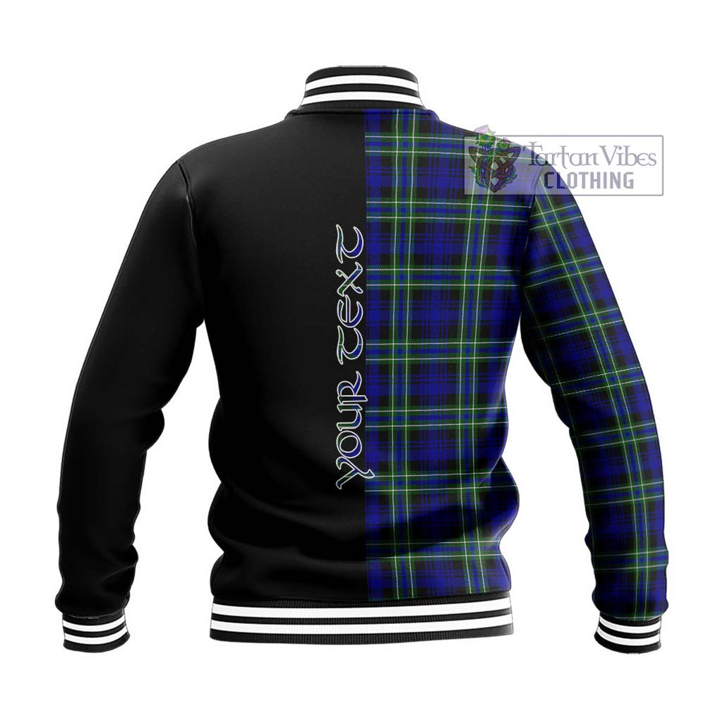 Arbuthnot Modern Tartan Baseball Jacket with Family Crest and Half Of Me Style - Tartanvibesclothing Shop