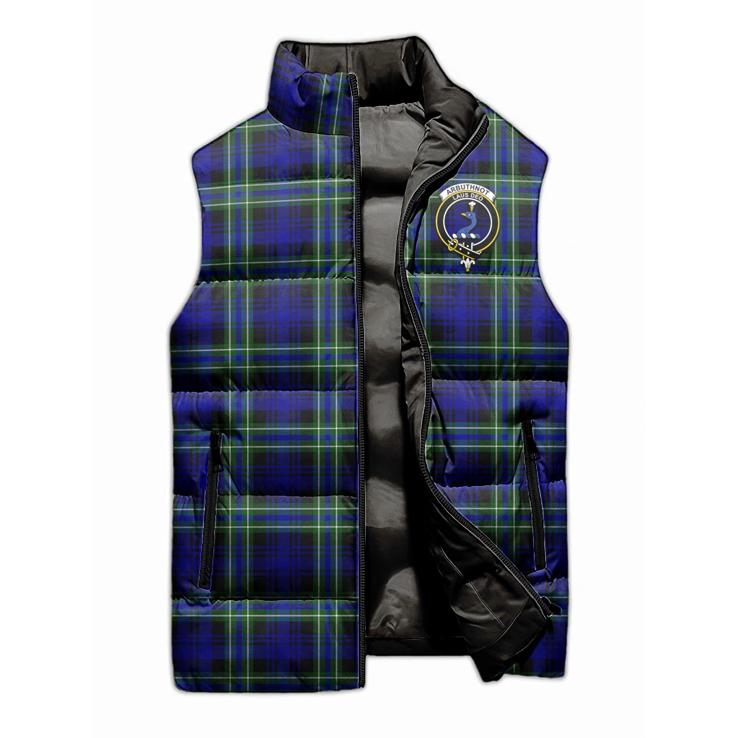 Arbuthnot Modern Tartan Sleeveless Puffer Jacket with Family Crest - Tartanvibesclothing