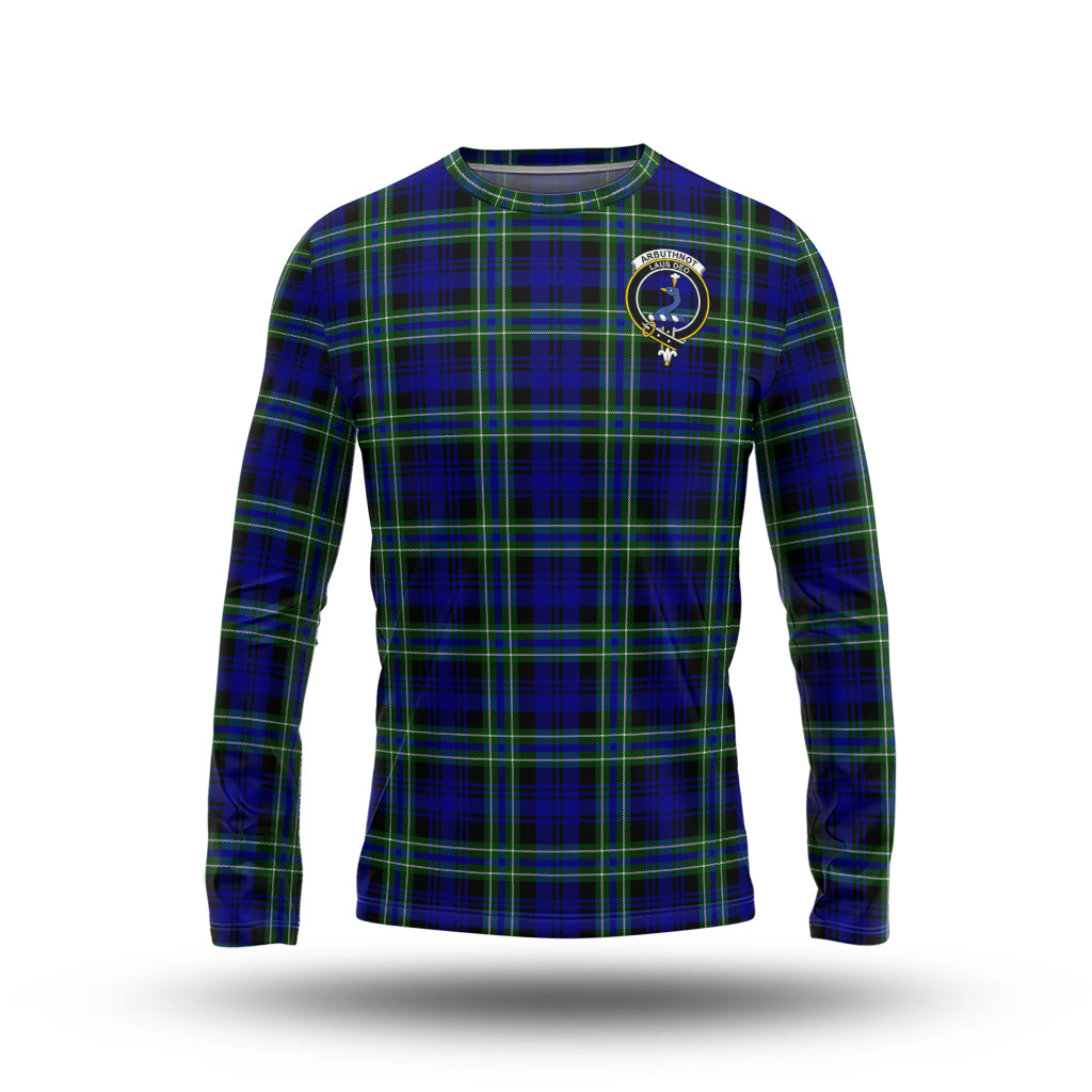 Arbuthnot Modern Tartan Long Sleeve T-Shirt with Family Crest - Tartanvibesclothing