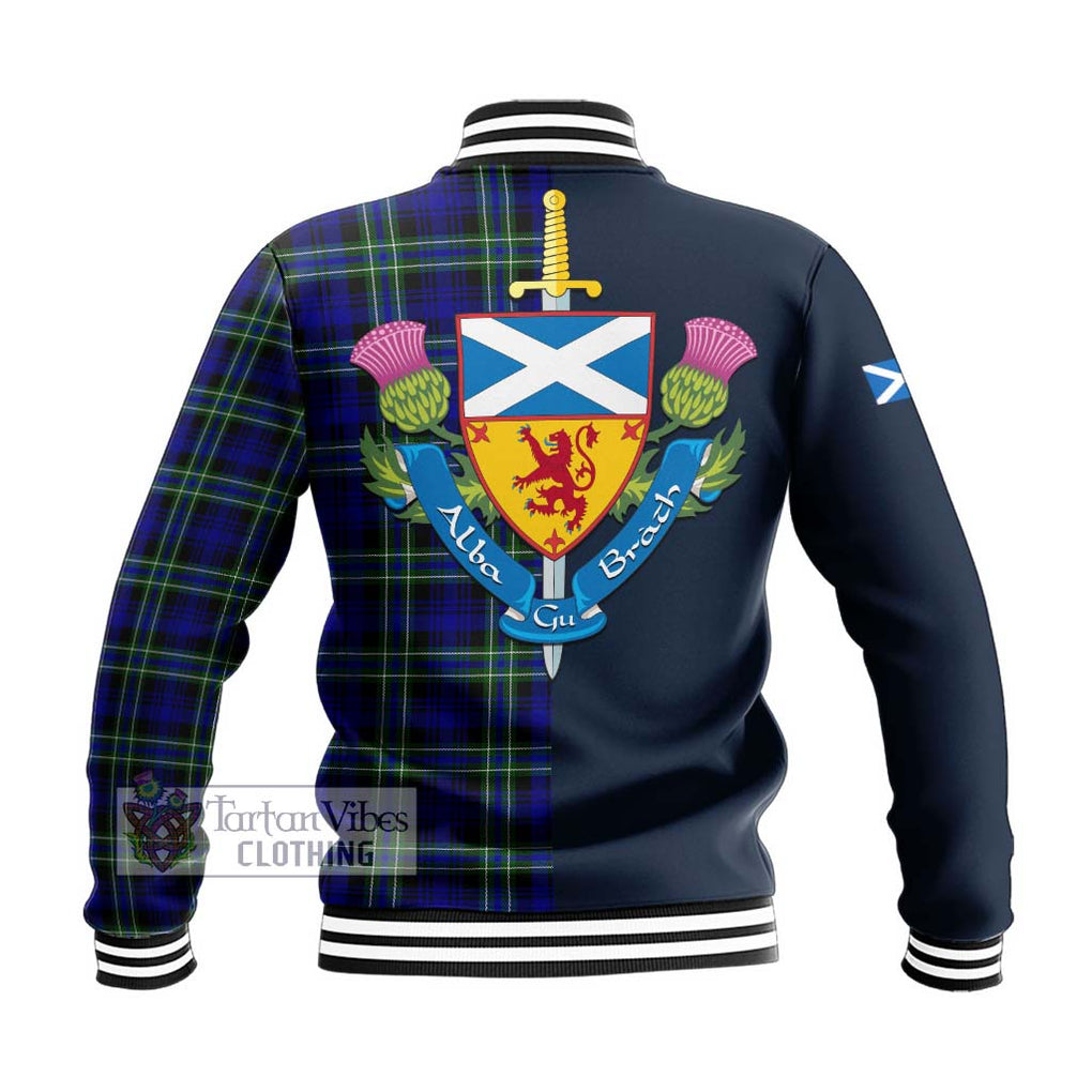 Tartan Vibes Clothing Arbuthnot Modern Tartan Baseball Jacket with Scottish Lion Royal Arm Half Style