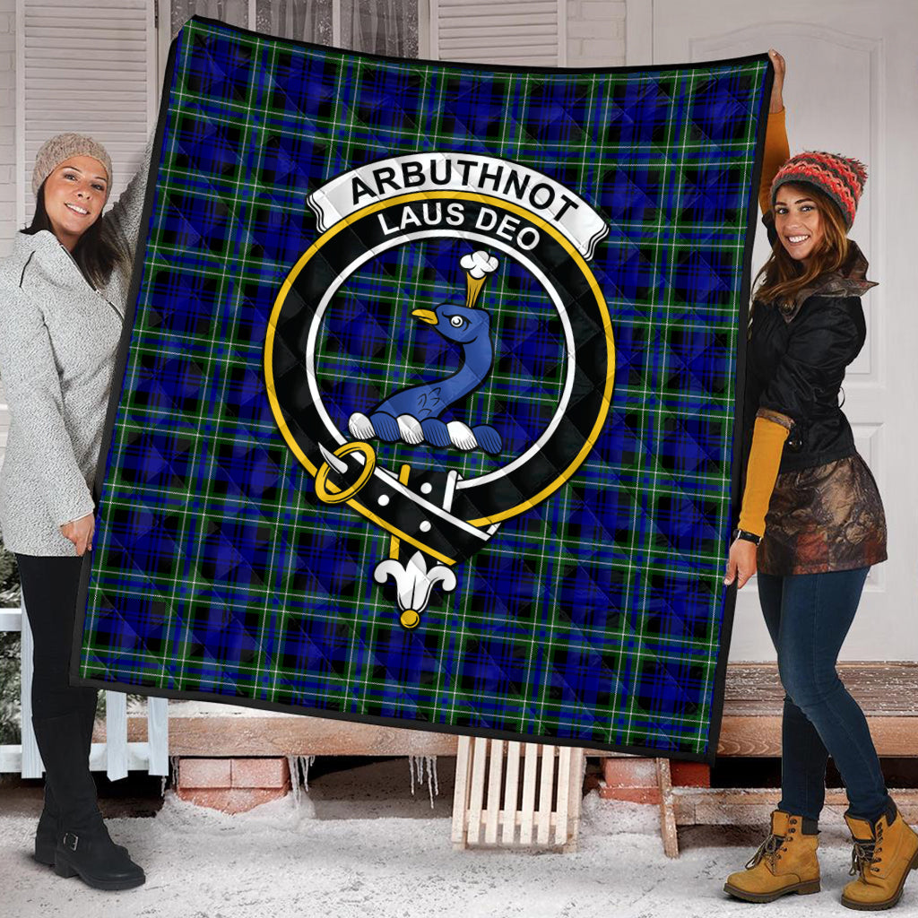 Arbuthnot Modern Tartan Quilt with Family Crest - Tartanvibesclothing