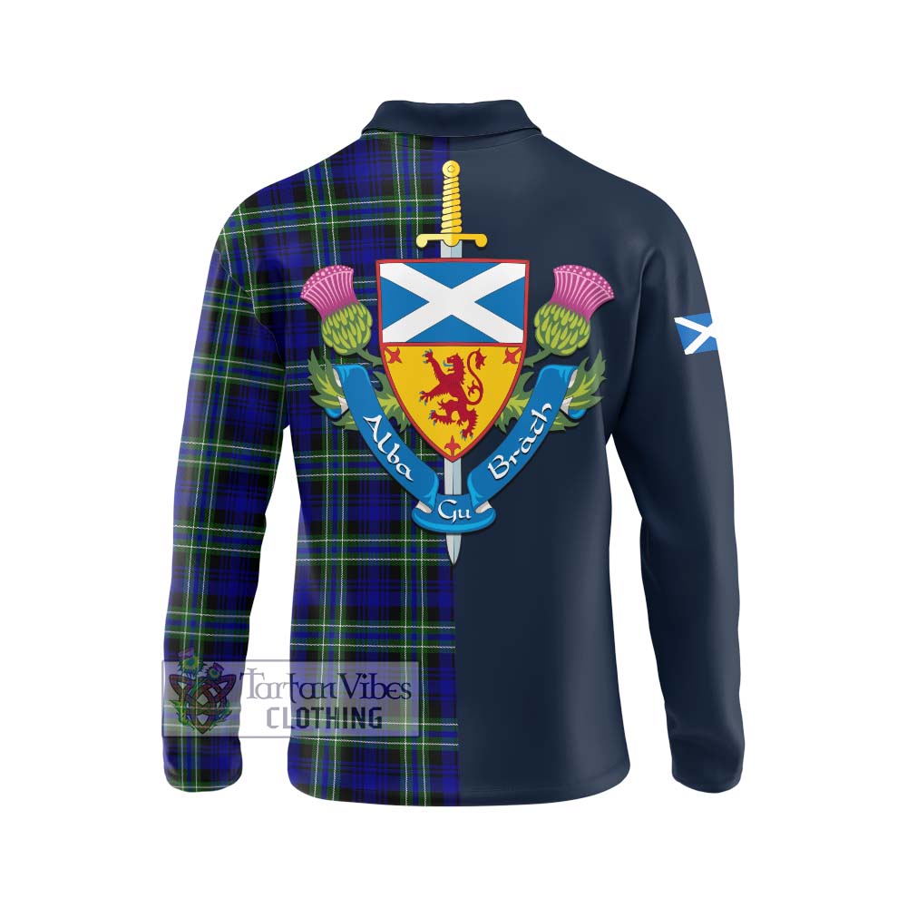 Tartan Vibes Clothing Arbuthnot Modern Tartan Long Sleeve Polo Shirt with Scottish Lion Royal Arm Half Style