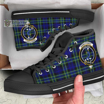 Arbuthnot Modern Tartan High Top Shoes with Family Crest