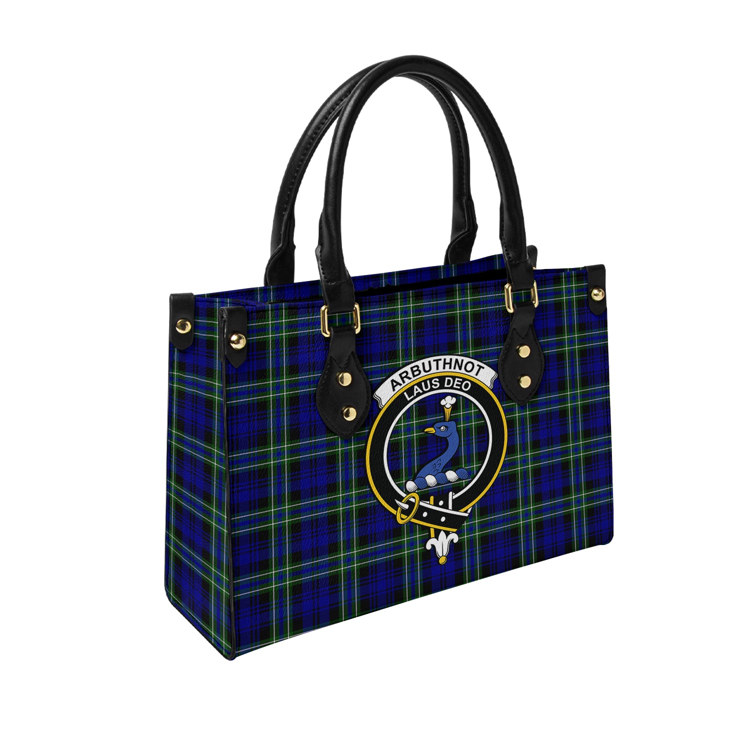 Arbuthnot Modern Tartan Leather Bag with Family Crest - Tartanvibesclothing