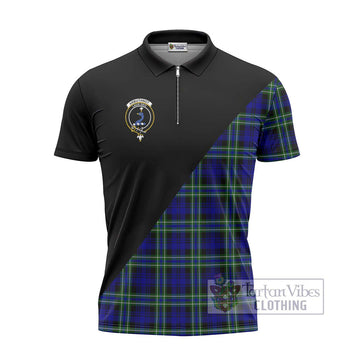 Arbuthnot Modern Tartan Zipper Polo Shirt with Family Crest and Military Logo Style