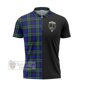 Arbuthnot Modern Tartan Zipper Polo Shirt with Family Crest and Half Of Me Style