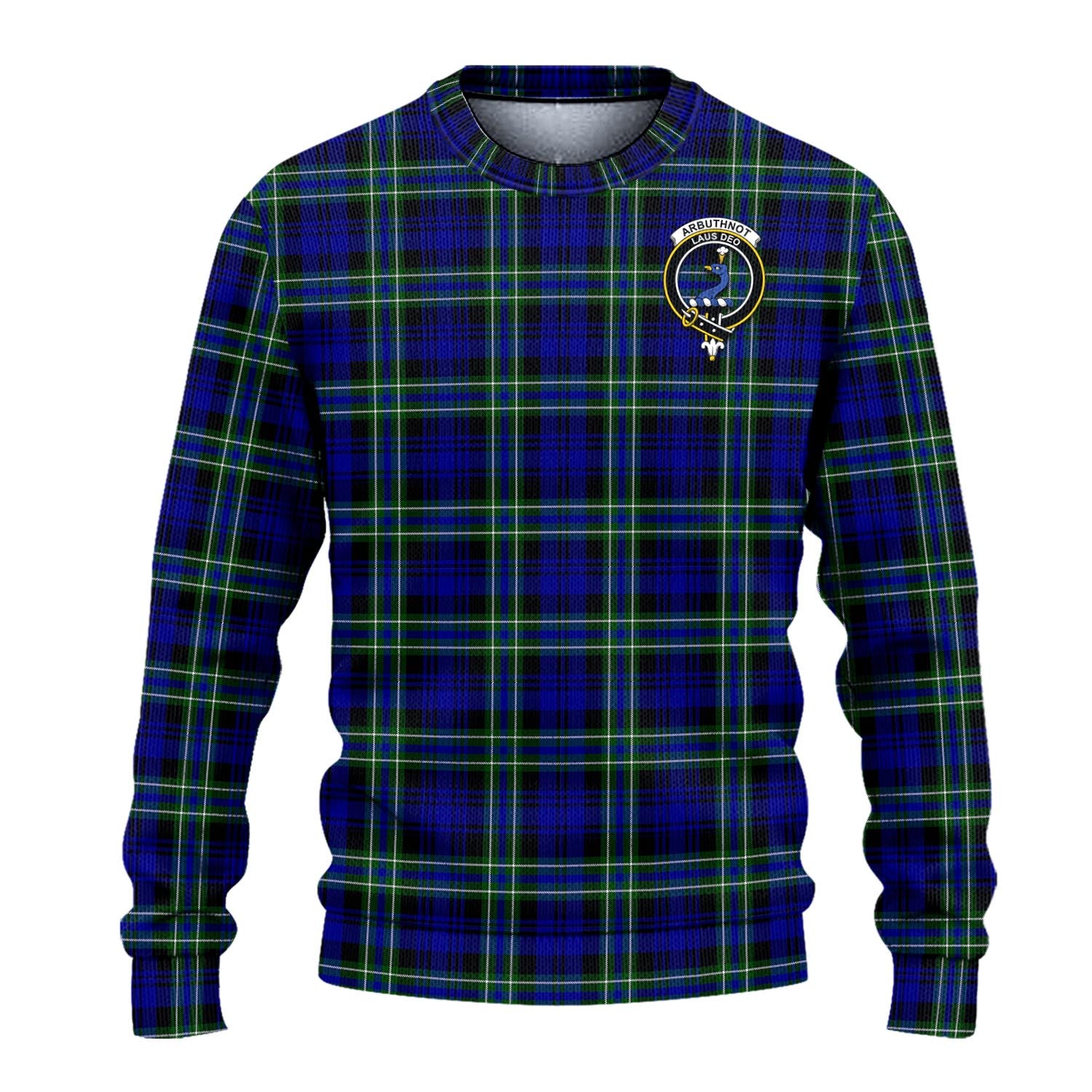 Arbuthnot Modern Tartan Knitted Sweater with Family Crest - Tartanvibesclothing