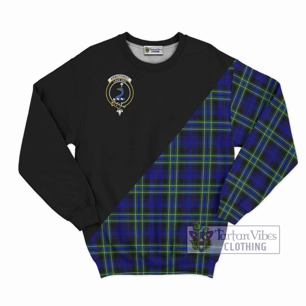 Arbuthnot Modern Tartan Sweatshirt with Family Crest and Military Logo Style - Tartanvibesclothing Shop