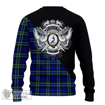 Arbuthnot Modern Tartan Ugly Sweater with Family Crest and Military Logo Style