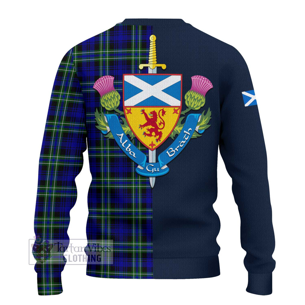 Tartan Vibes Clothing Arbuthnot Modern Tartan Knitted Sweater with Scottish Lion Royal Arm Half Style