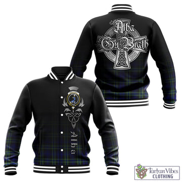 Arbuthnot Modern Tartan Baseball Jacket Featuring Alba Gu Brath Family Crest Celtic Inspired