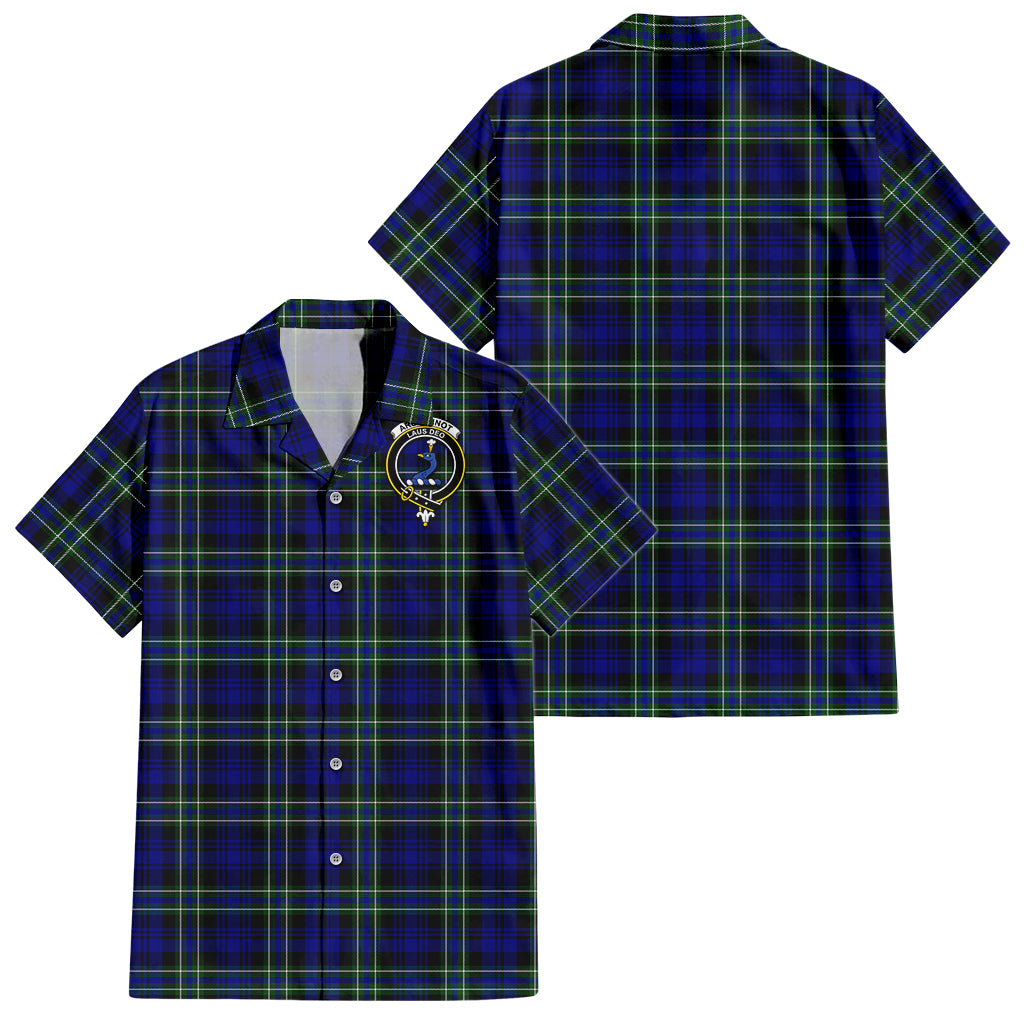 Arbuthnot Modern Tartan Short Sleeve Button Down Shirt with Family Crest - Tartanvibesclothing