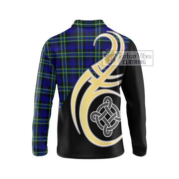 Arbuthnot Modern Tartan Long Sleeve Polo Shirt with Family Crest and Celtic Symbol Style