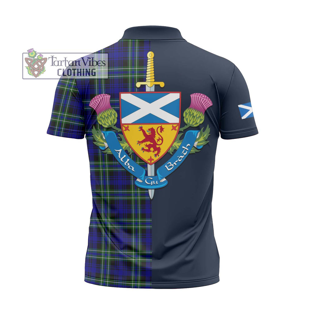 Tartan Vibes Clothing Arbuthnot Modern Tartan Zipper Polo Shirt with Scottish Lion Royal Arm Half Style