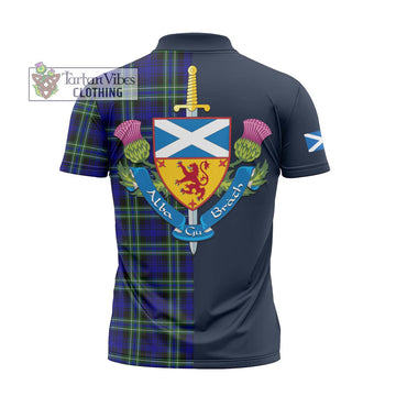 Arbuthnot Modern Tartan Zipper Polo Shirt Alba with Scottish Lion Royal Arm Half Style