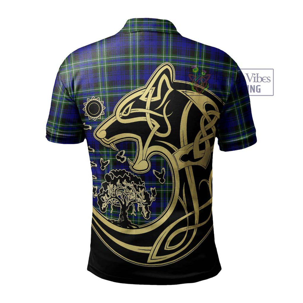 Arbuthnot Modern Tartan Polo Shirt with Family Crest Celtic Wolf Style - Tartanvibesclothing Shop