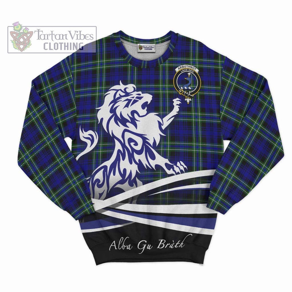 Arbuthnot Modern Tartan Sweatshirt with Alba Gu Brath Regal Lion Emblem - Tartanvibesclothing Shop