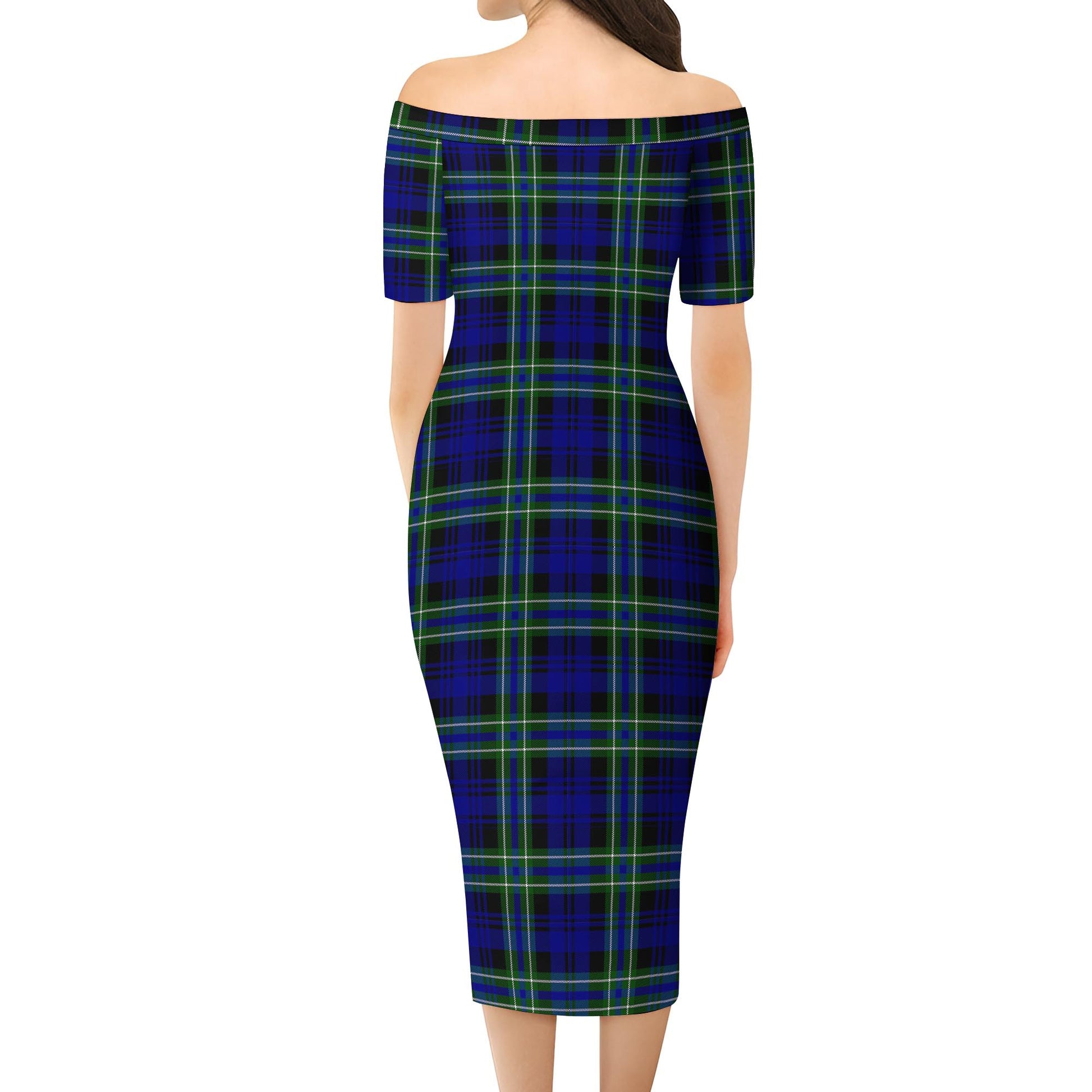 Arbuthnot Modern Tartan Off Shoulder Lady Dress - Tartanvibesclothing