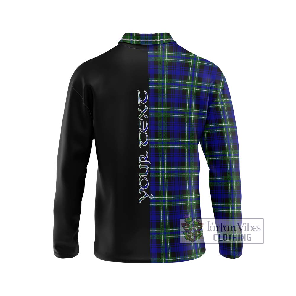 Arbuthnot Modern Tartan Long Sleeve Polo Shirt with Family Crest and Half Of Me Style - Tartanvibesclothing Shop