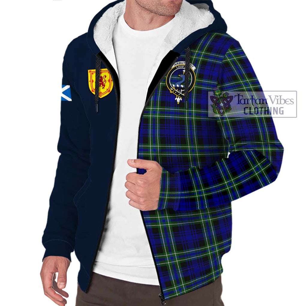 Tartan Vibes Clothing Arbuthnot Modern Tartan Sherpa Hoodie with Scottish Lion Royal Arm Half Style