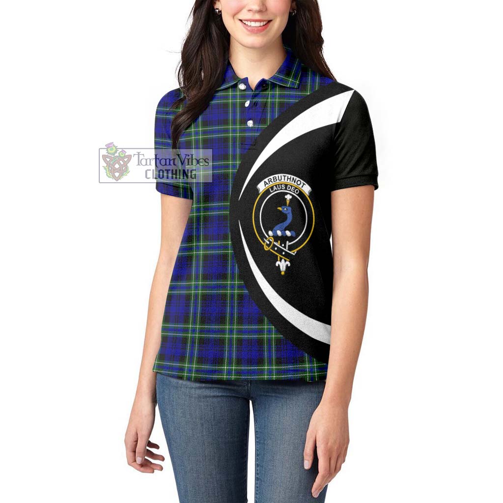 Arbuthnot Modern Tartan Women's Polo Shirt with Family Crest Circle Style - Tartan Vibes Clothing