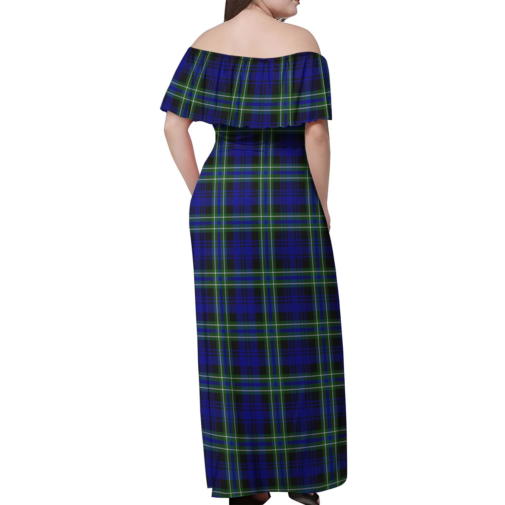 Arbuthnot Modern Tartan Off Shoulder Long Dress - Tartanvibesclothing