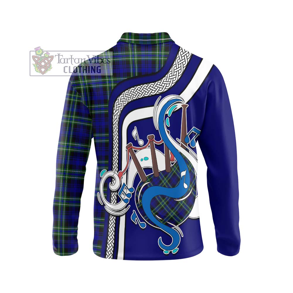 Tartan Vibes Clothing Arbuthnot Modern Tartan Long Sleeve Polo Shirt with Epic Bagpipe Style