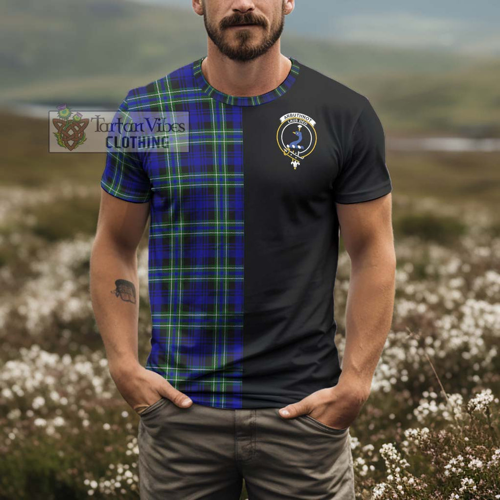 Arbuthnot Modern Tartan T-Shirt with Family Crest and Half Of Me Style - Tartanvibesclothing Shop