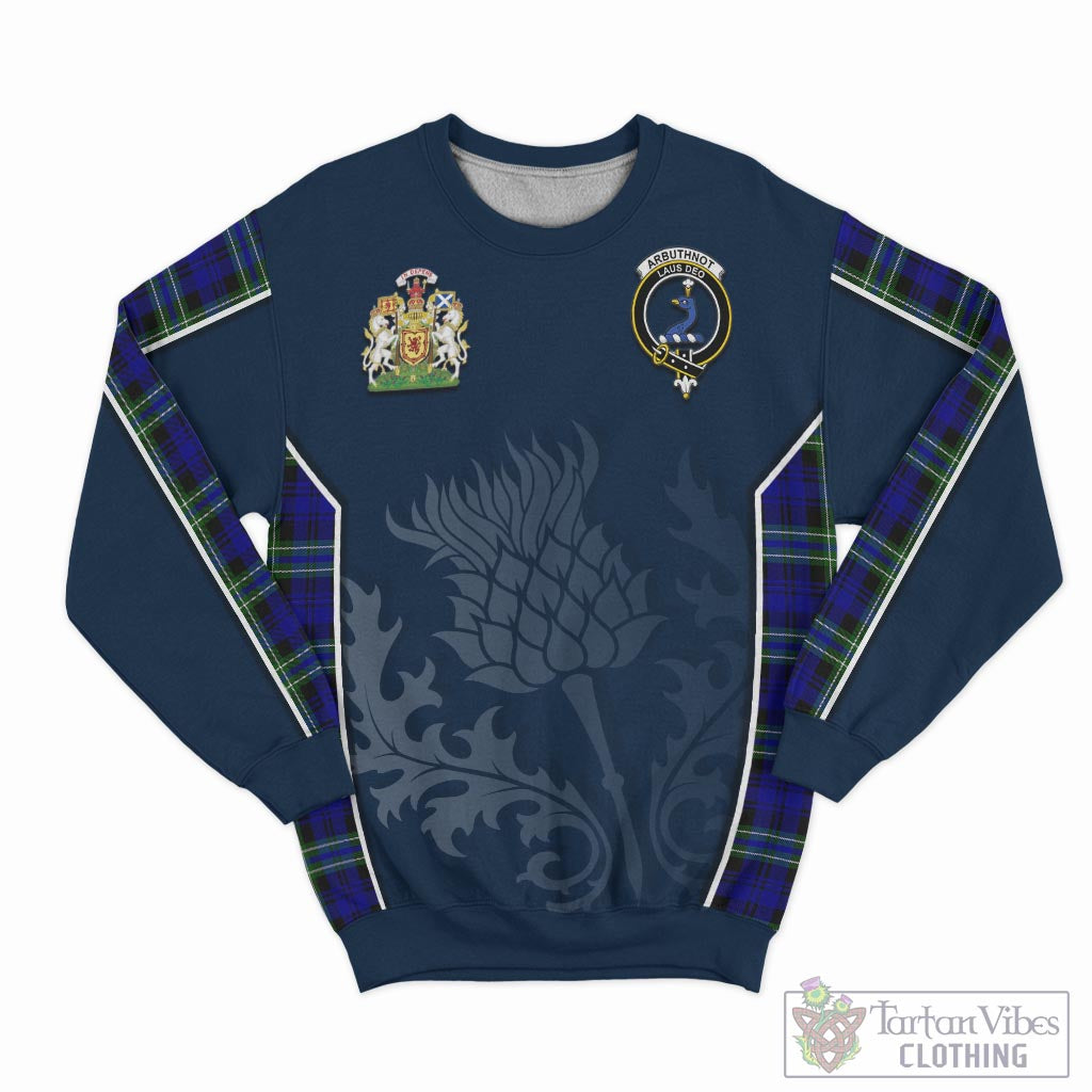 Tartan Vibes Clothing Arbuthnot Modern Tartan Sweatshirt with Family Crest and Scottish Thistle Vibes Sport Style